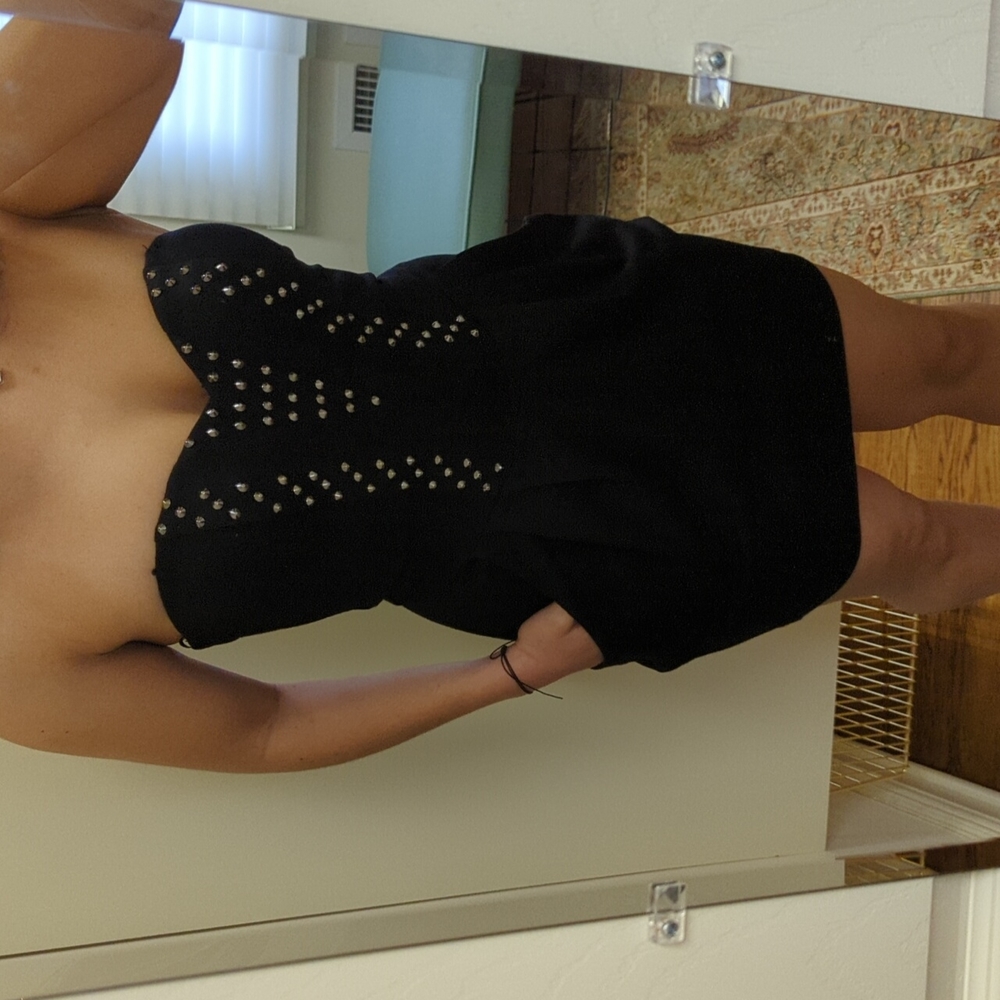 Black studded mini dress